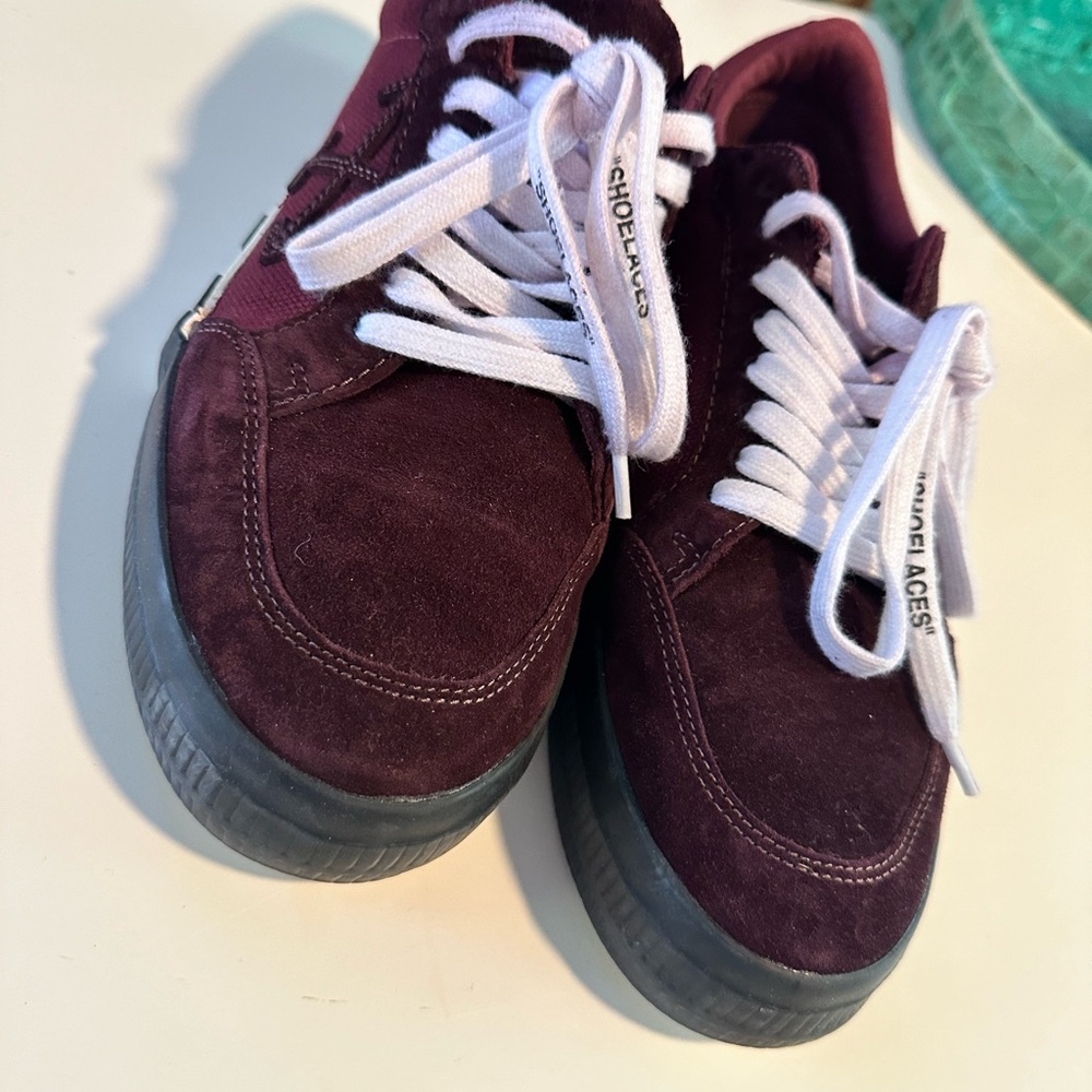 Burgundy Sneakers with White Laces